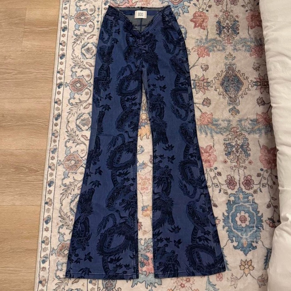 Blue Paisley Flare Pants